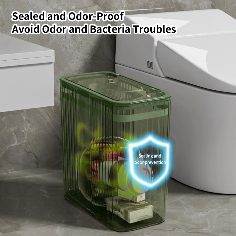 Bathroom Trash Cans with Lids, 3.5 Gallon (Green)