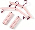 4 Pack Foldable Travel Hangers with Hidden Clips(Pink)