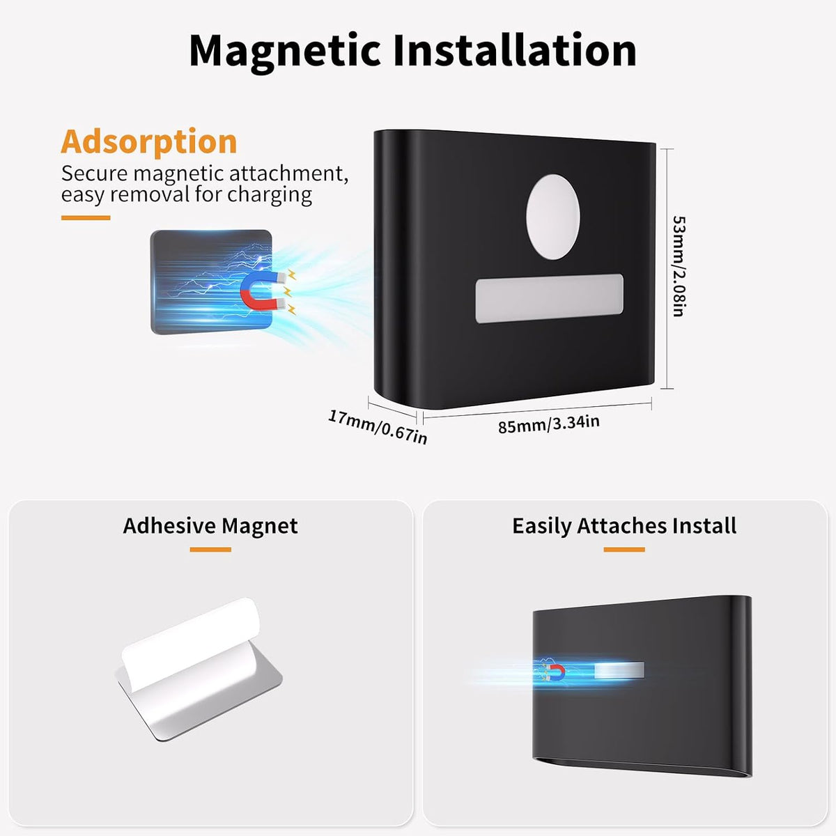 WOBSION Motion Sensor Night Light, Rechargeable Stick-On Wall Sconce