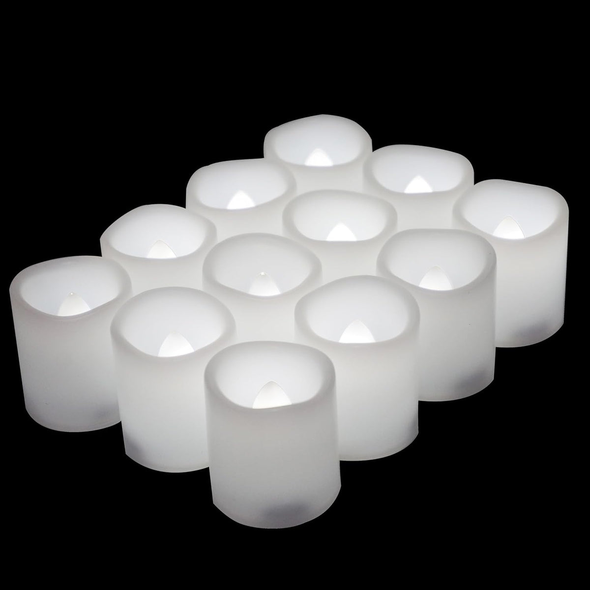 12 Pack LED Flameless Votive Candles, White Glow