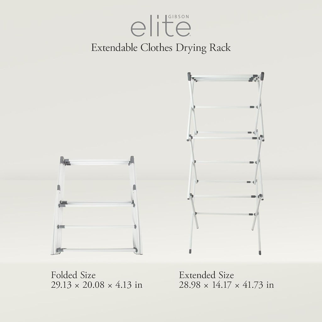 Gibson Home Clothes Drying Rack, Foldable Expandable Laundry Rack, White