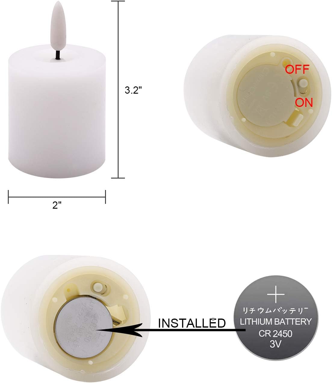 6 Pack Flameless LED Votive Candles Battery Operated with 6H Timer