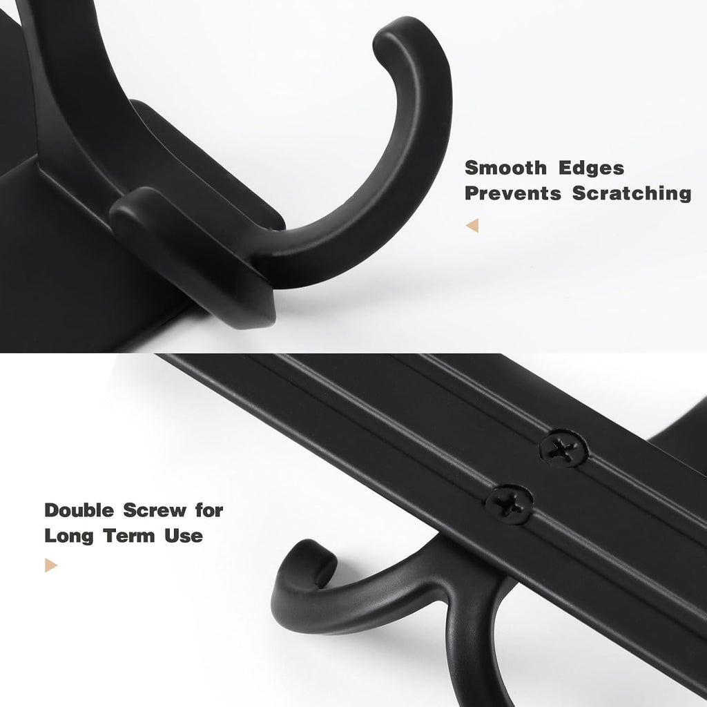 Optish Over The Door Hooks for Hanging, Over The Door Hanger, Over The Door Towel Rack for Bathroom with 5 Triple Coat Hooks, Bathroom Towel Holder Towels Hanger (Black, 3 Pack)