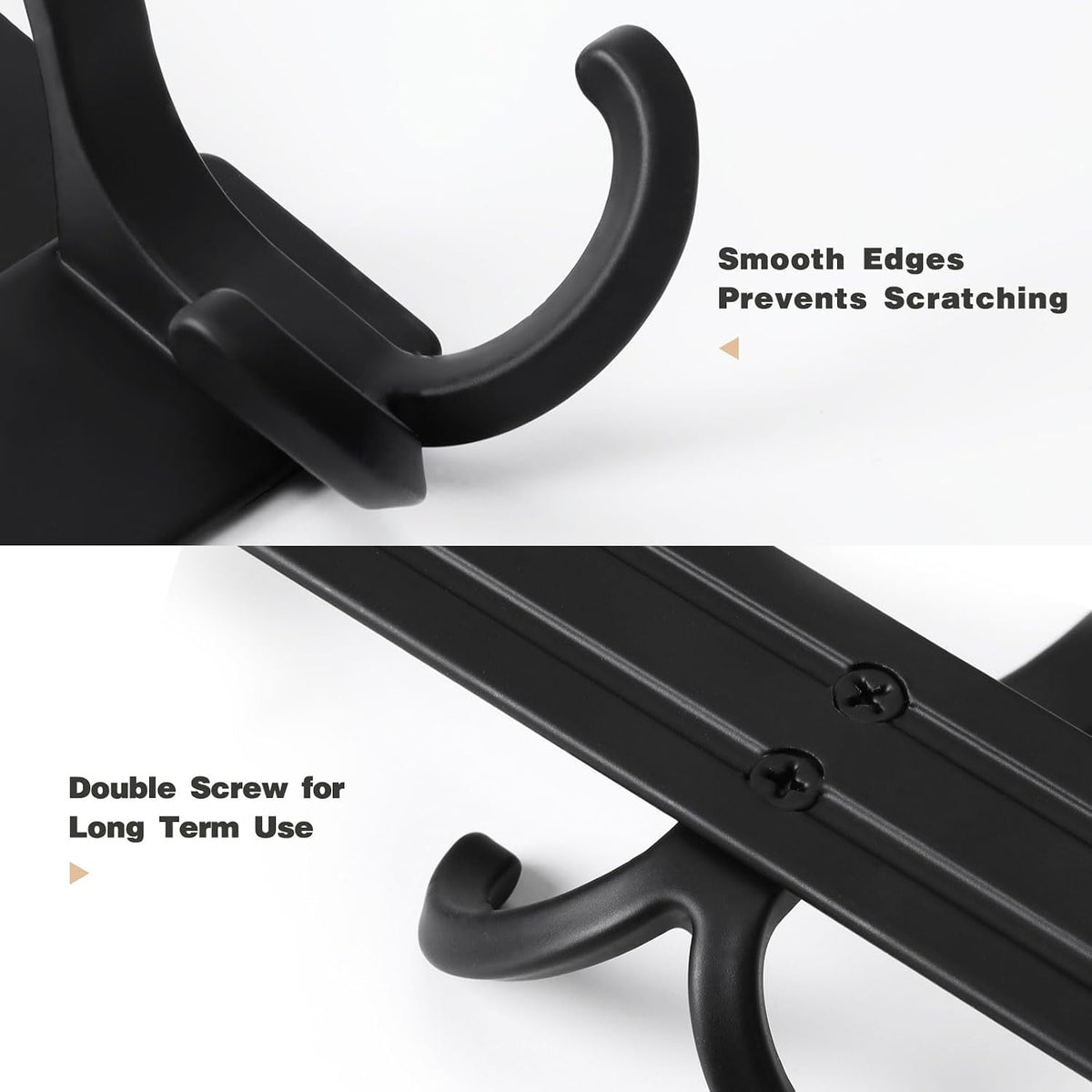 Optish Over The Door Hooks for Hanging, Over The Door Hanger, Over The Door Towel Rack for Bathroom with 5 Triple Coat Hooks, Bathroom Towel Holder Towels Hanger (Black, 3 Pack)