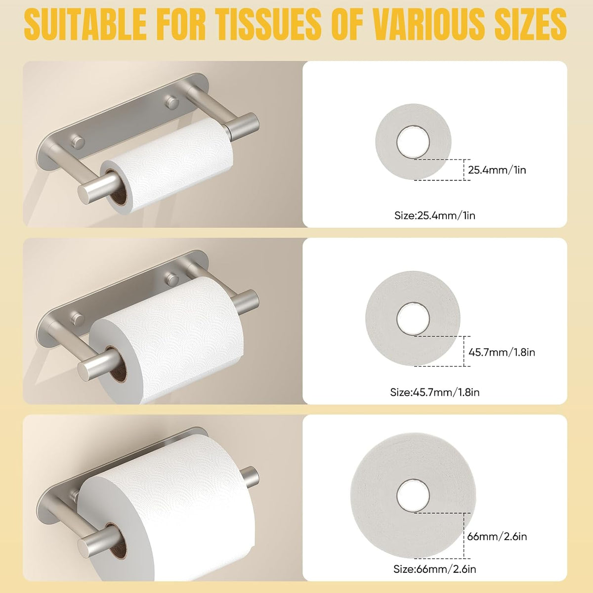 BESy Toilet Paper Holder, Bathroom Tissue Holder Wall Mount Brushed Nickel