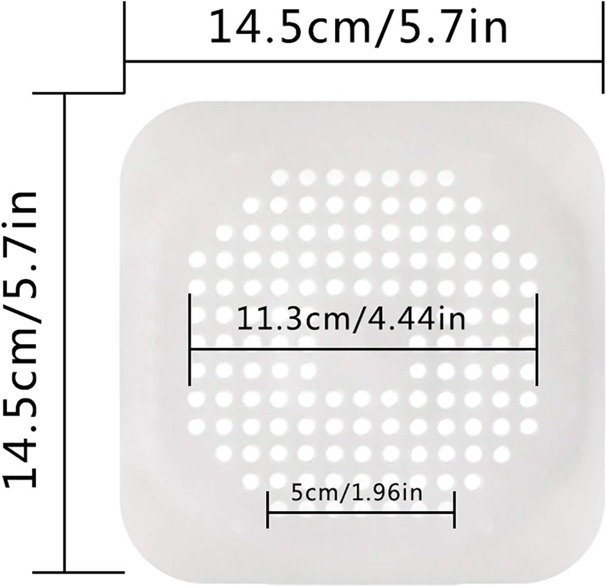 Drain Hair Catcher Square Silicone Trap Shower Drain Cover with Suction Cups for Bathroom Bathtub Kitchen Filter Flat Strainer, 2 Pack