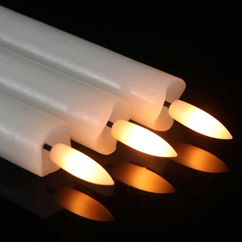GenSwin White Flameless Taper Candles Led Battery Operated Remote Timer