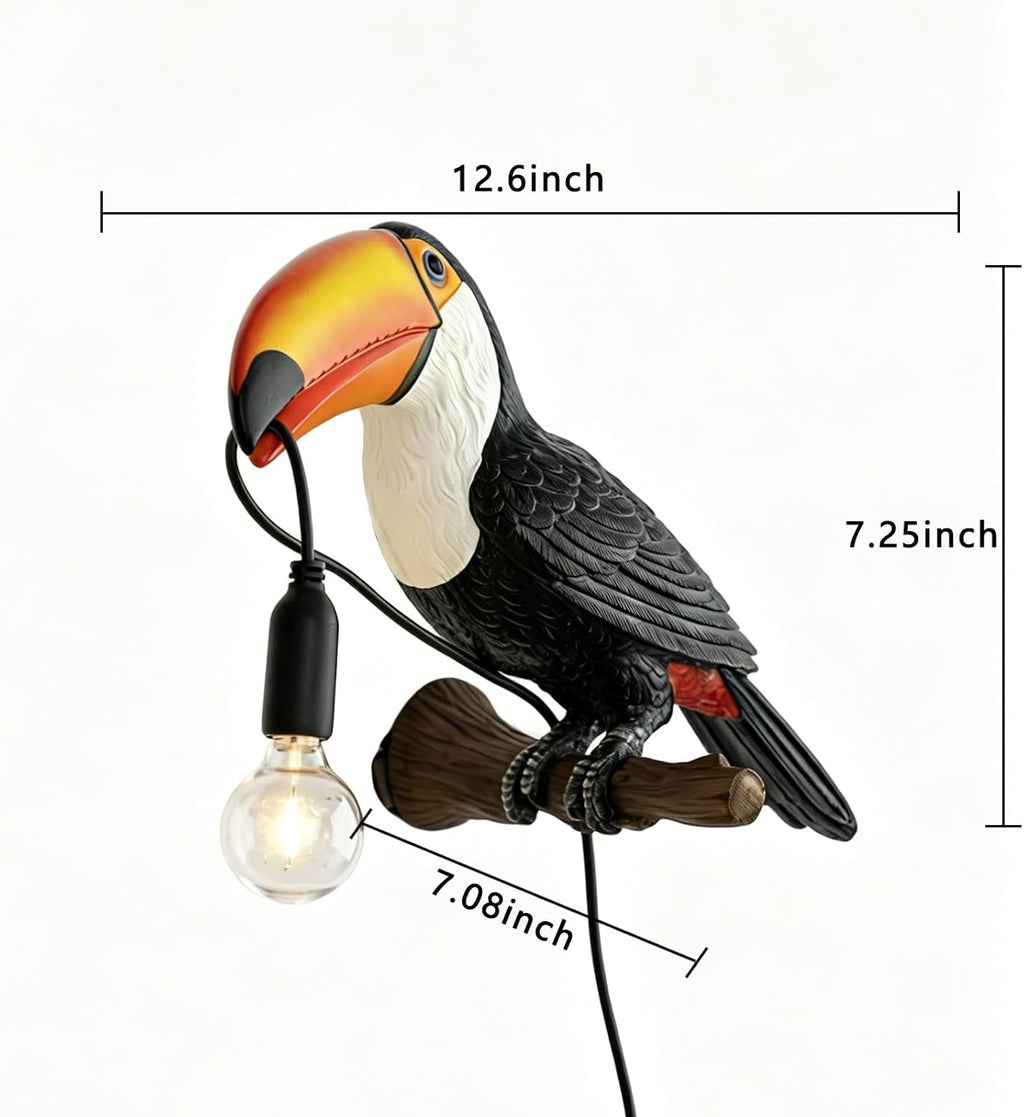 NorDiem Right Toucan Plug-in Wall Sconce,Resin Bird E12 Bulb,Boho Decor