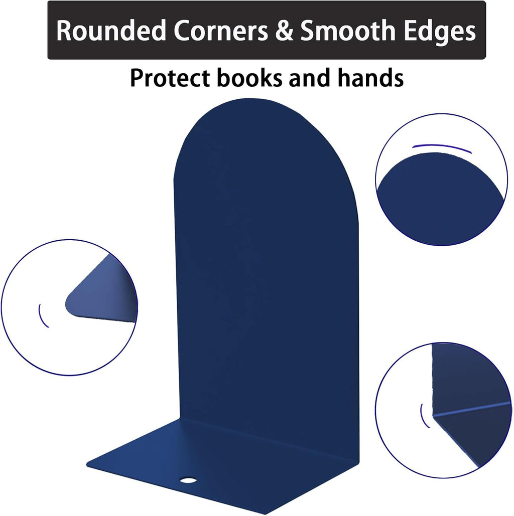 MerryNine Book Ends for Shelves, Metal Bookends for Shelves, 4 Pairs