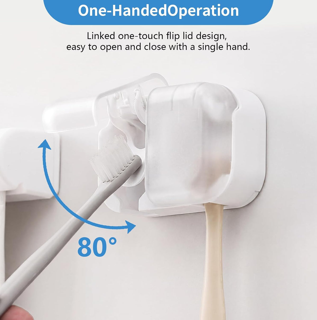Adhesive Toothbrush Holder with Cover for Bathroom