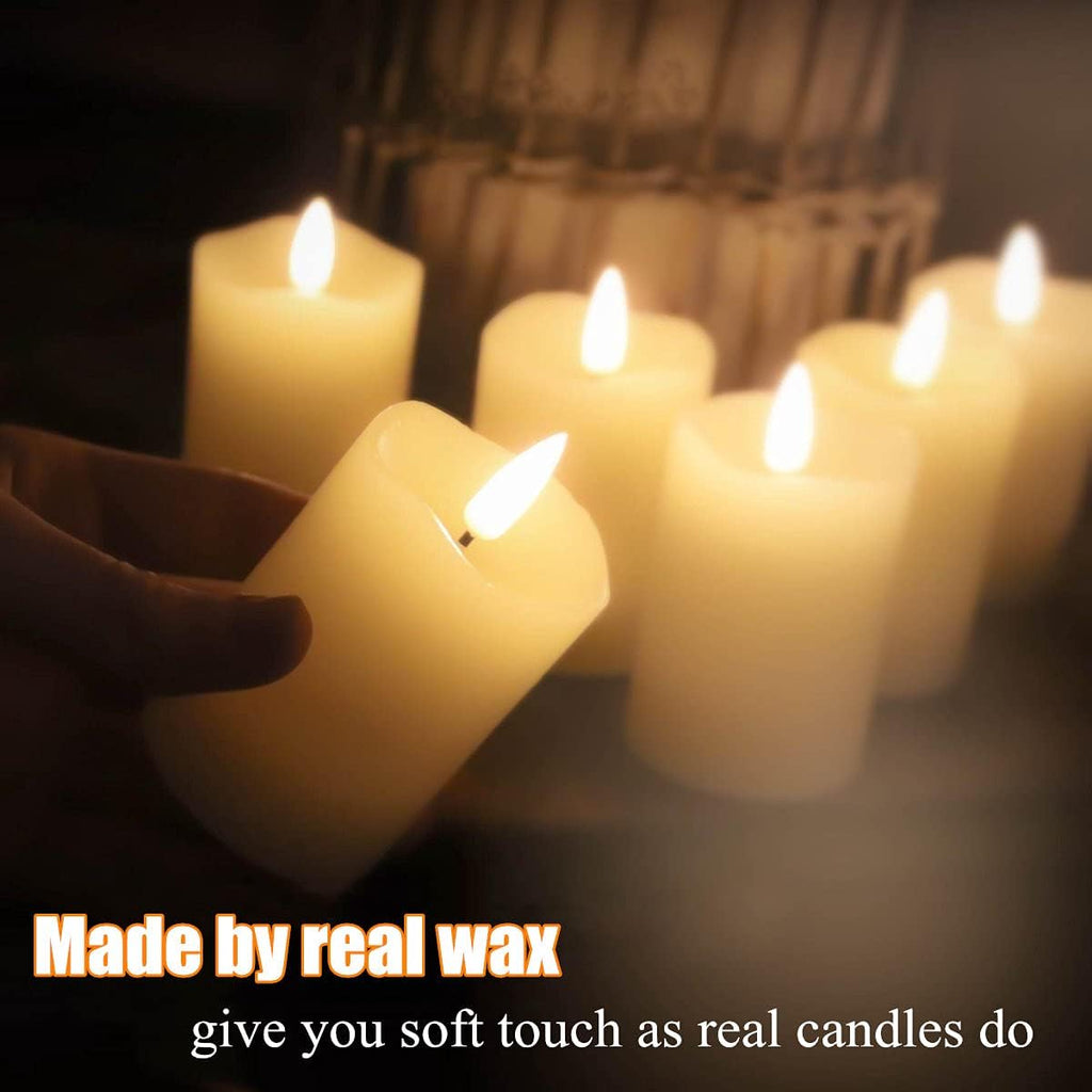 Eywamage Ivory Flameless Votive Candles with Timer Batteries Set of 6