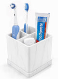 Silicone Toothbrush Holders for Bathrooms Marble White, 3-Slot Electric Toothbrush Holder and Organizer, Bathroom Toothbrush Holder Set, Soft Countertop Tooth Brush Holder, Portable and Easy to Clean