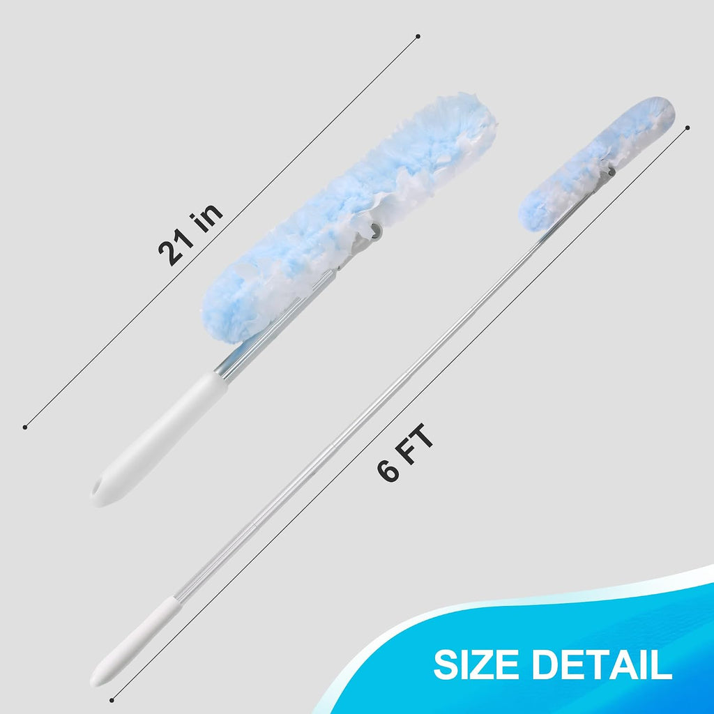 JOYMOOP 6 ft Extendable Duster Handle with 24 Heavy Refills, Compatible with Swiffer Duster Refills, Disposable Microfiber Dusting Pads for Home Cleaning, Ceiling, Fan, Window, Hard-to-Reach Areas