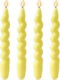 4 Pack 7 Inch Yellow Spiral Taper Candles, Unscented Dripless Fat Twisted Candlesticks for Home Décor Party and Celebrations