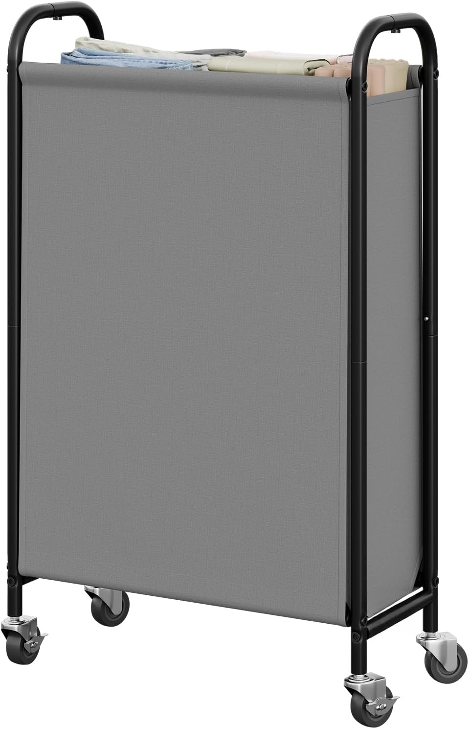 GRANNY SAYS Laundry Hamper, Slim Basket with Wheels and Handles, Grey, 80L