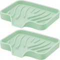 Silicone Soap Dish with Drain, SAISN Kitchen Soap Tray for Shower 2 Pack Self Draining Soap Dish Soft Bathroom Soap Holder for Kitchen Sink Flexible Portable Soap Saver, Light Green
