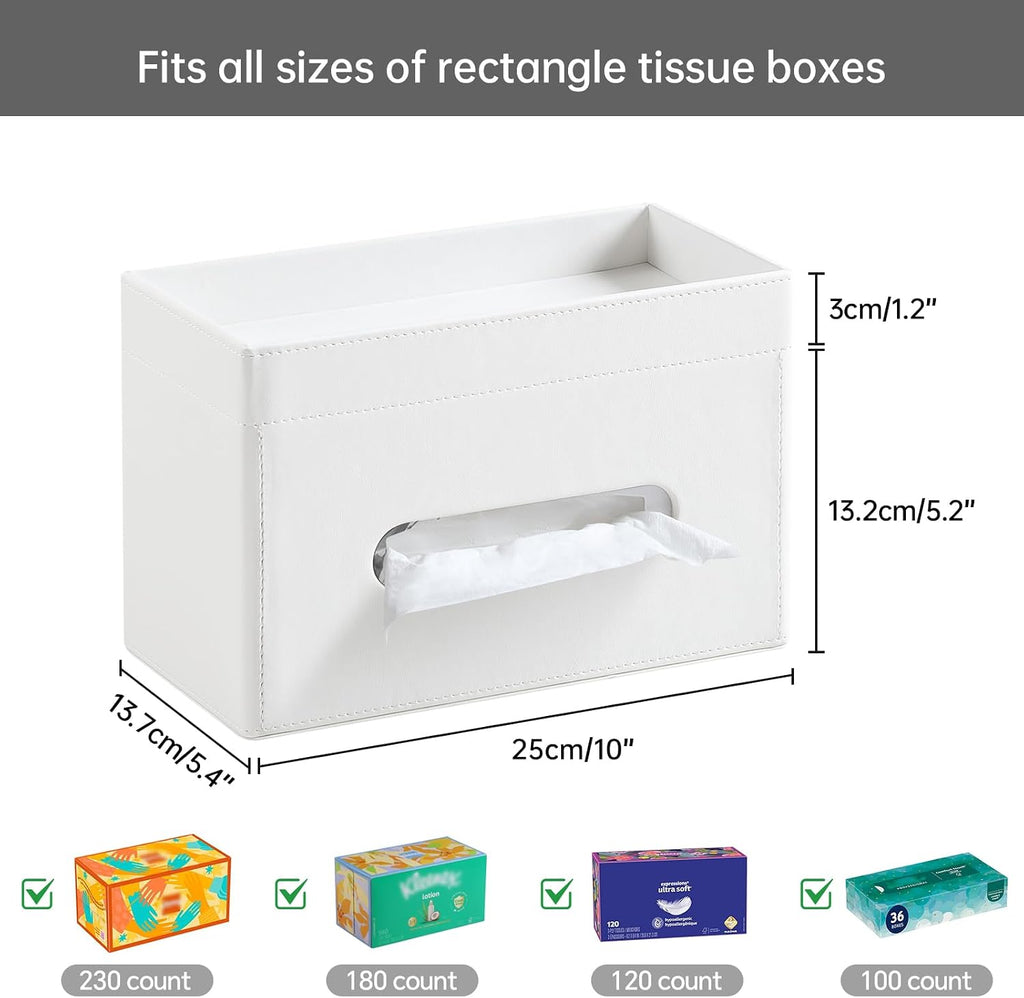 Plus Size Tissue Box Cover, Rectangle Tissue Box Organizer, White