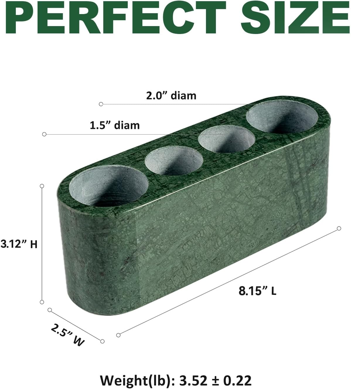 BCS Toothbrush Holder for Bathrooms, 4 Slots Open-Bottom Marble Toothbrush and Toothpaste Holder Stand Bathroom Organizer Countertop for Electric Toothbrush, Floss, Razor, Comb - Italy Green