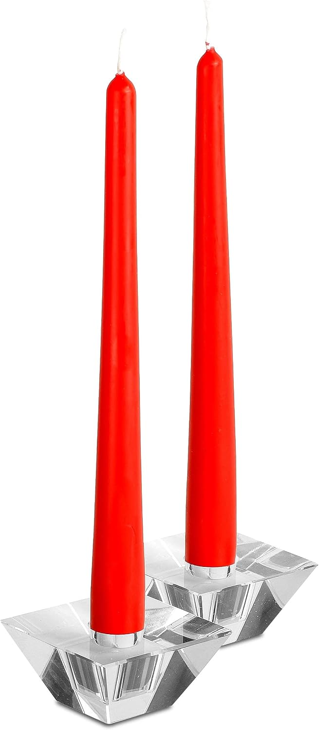 Hyoola 12 Pack Tall Red Taper Candles - 14 Inch Red Dripless, Unscented Dinner Candle - Paraffin Wax with Cotton Wicks - 12 Hour Burn Time