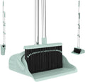 Broom and Dustpan Set, 52-Inch Adjustable Long Handle with Self-Cleaning Comb Teeth, Flexible TPR Lip and Foot-Assisted Fold-Up Dustpan for Pet Hair, Dust, Crumbs and Hard Floors, Green