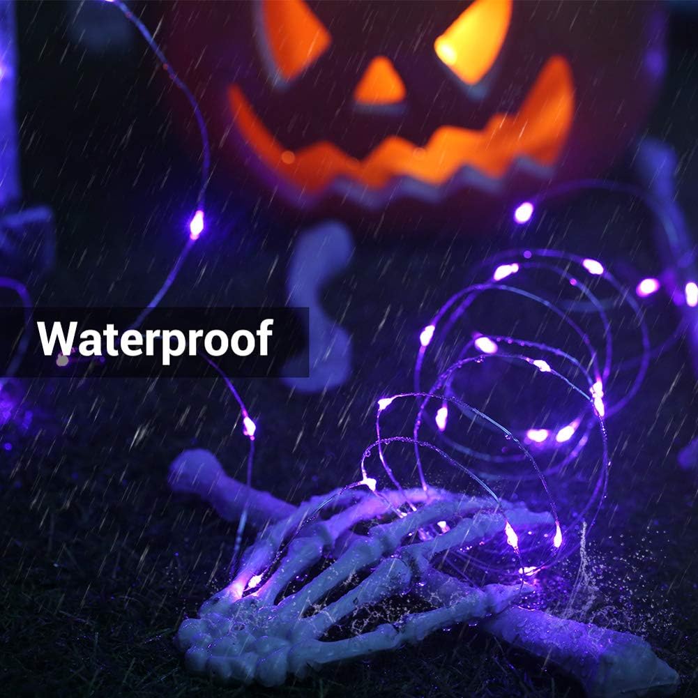 BrizLabs Purple Halloween Fairy Lights, Battery Halloween Light with Remote