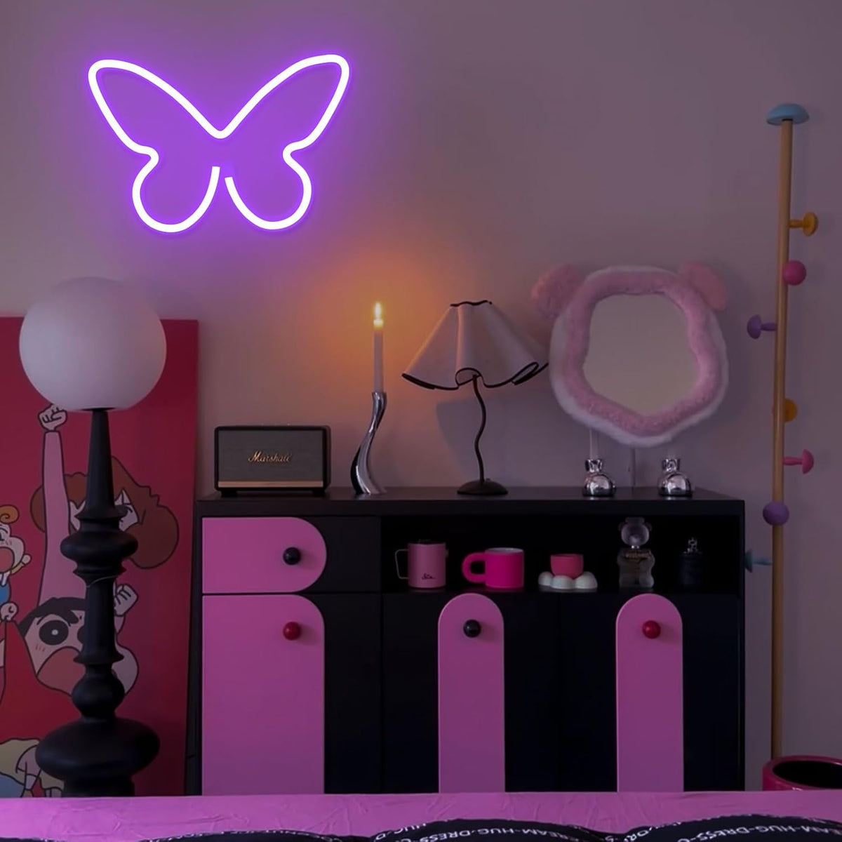 2 PCS Butterfly Neon Signs Purple Butterfly LED Neon Light for Bedroom