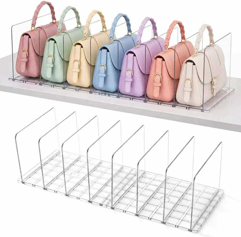 Purse Organizer for Closet, Adjustable Clear Handbag Shelf Dividers