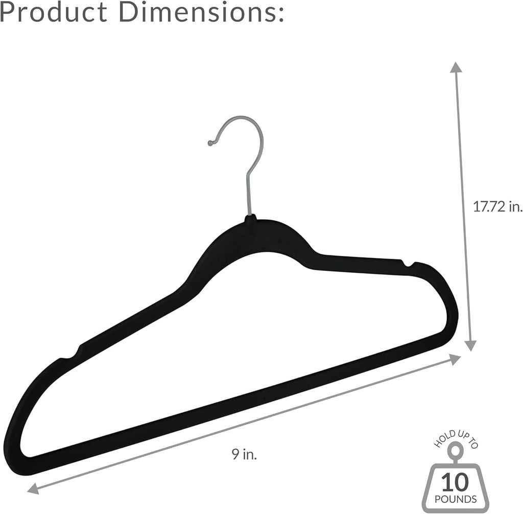 Simplify 10 Super Slim Velvet Huggable Hangers in Black