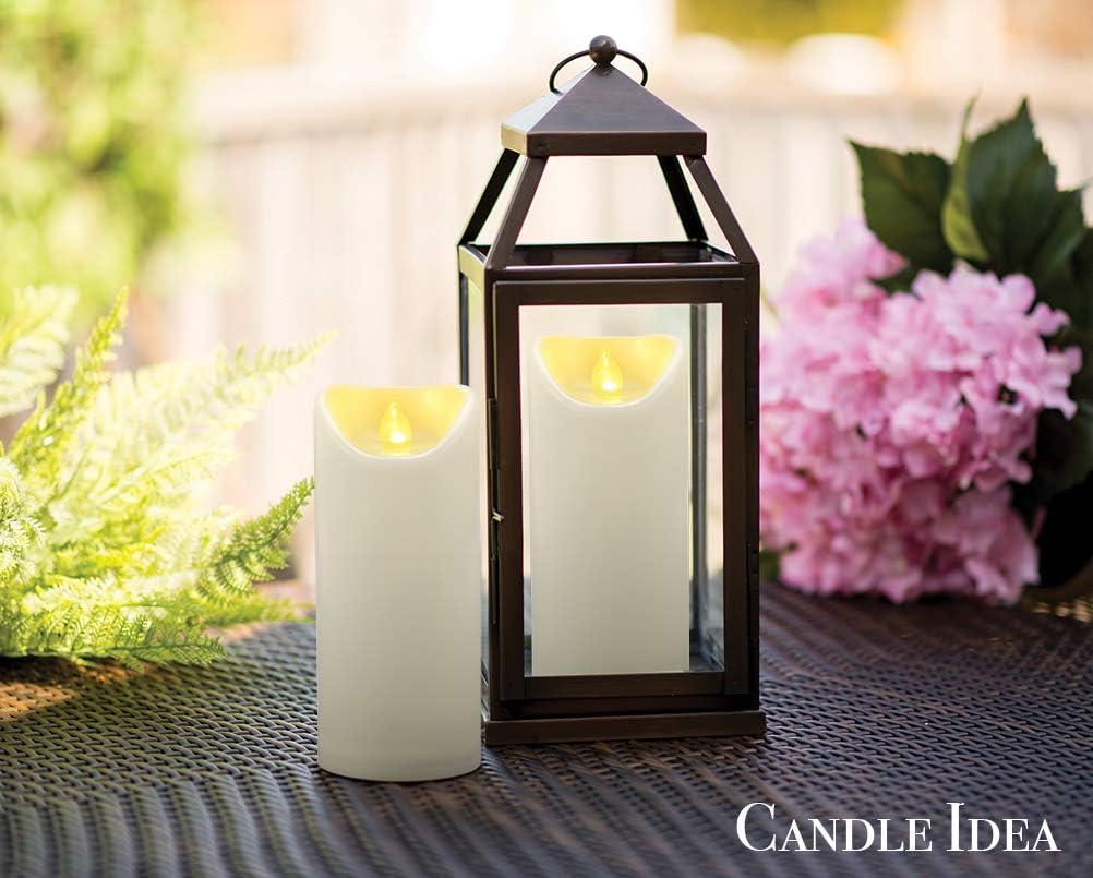 2 PCS 3"x7" Outdoor Waterproof Flameless LED Pillar Candles with Remote Timer, Battery Operated Electric Flickering Plastic Fake Candle for Halloween Christmas Lantern Decorations (Ivory)