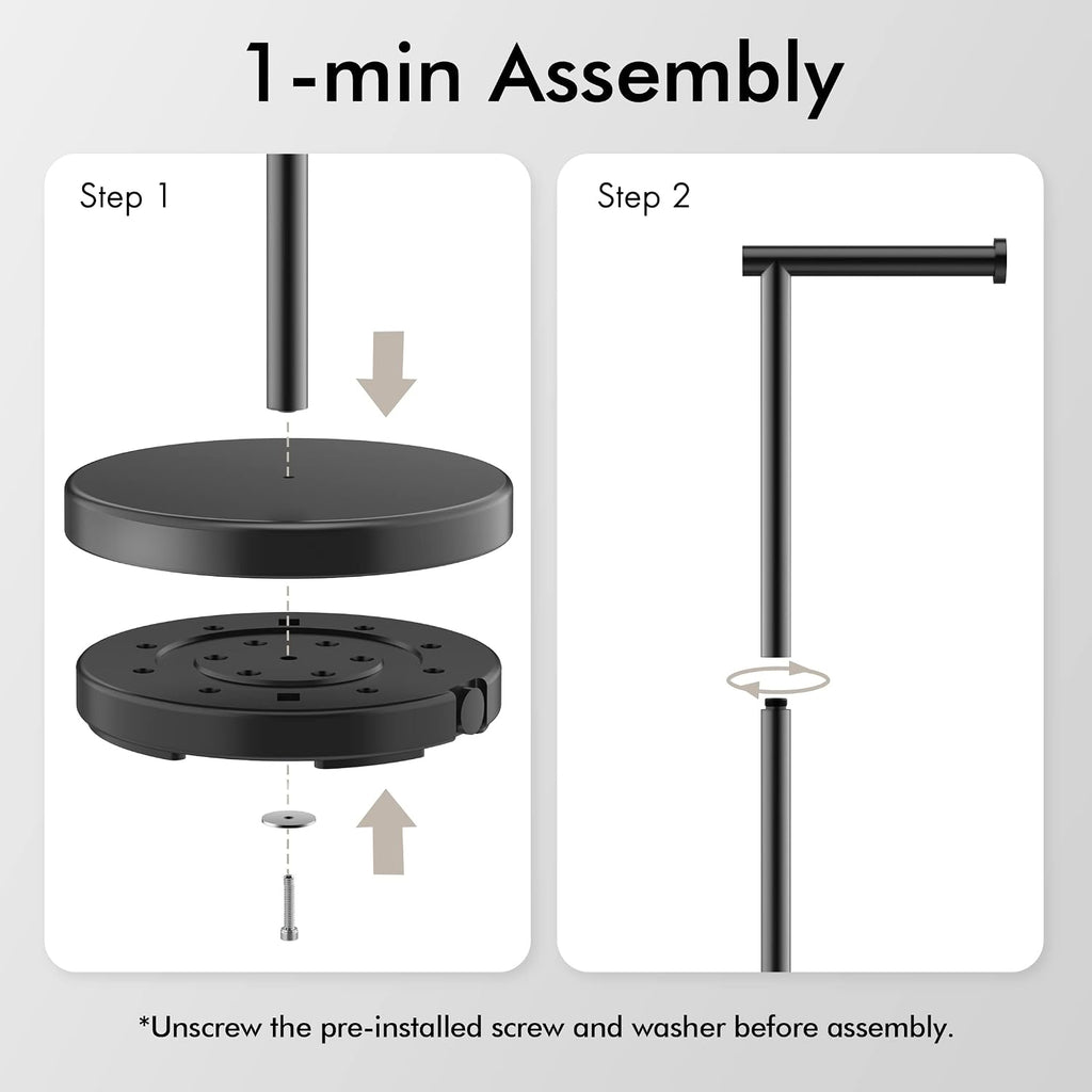 KES Bathroom Toilet Paper Holder Stand Modern Tissue Roll Holder SUS304 Stainless Steel Rustproof Freestanding 20.2" H, Matte Black BPH283S1-BK (Pack of 2)