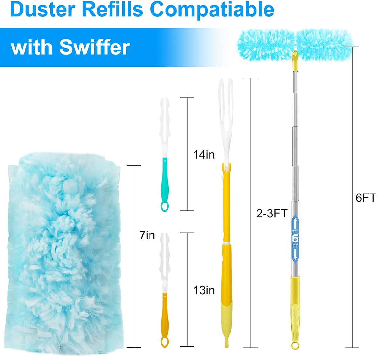KeFanta 360° Heavy Duty Duster Refills for Swiffer Duster, 30 Count