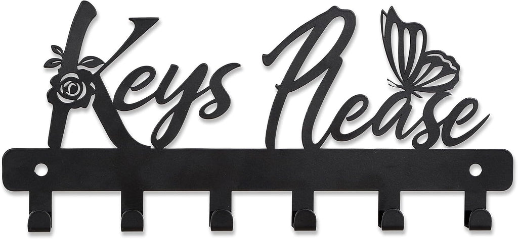 Deveosa Key Hooks Holder for Wall Decorative - Small Blakc Cute Front Door Car Garage Keyholder Entryway Sign House Hanging Key Chain Ring Hangers Stand for Wall Mount Racks