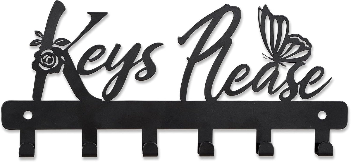 Deveosa Key Hooks Holder for Wall Decorative - Small Blakc Cute Front Door Car Garage Keyholder Entryway Sign House Hanging Key Chain Ring Hangers Stand for Wall Mount Racks