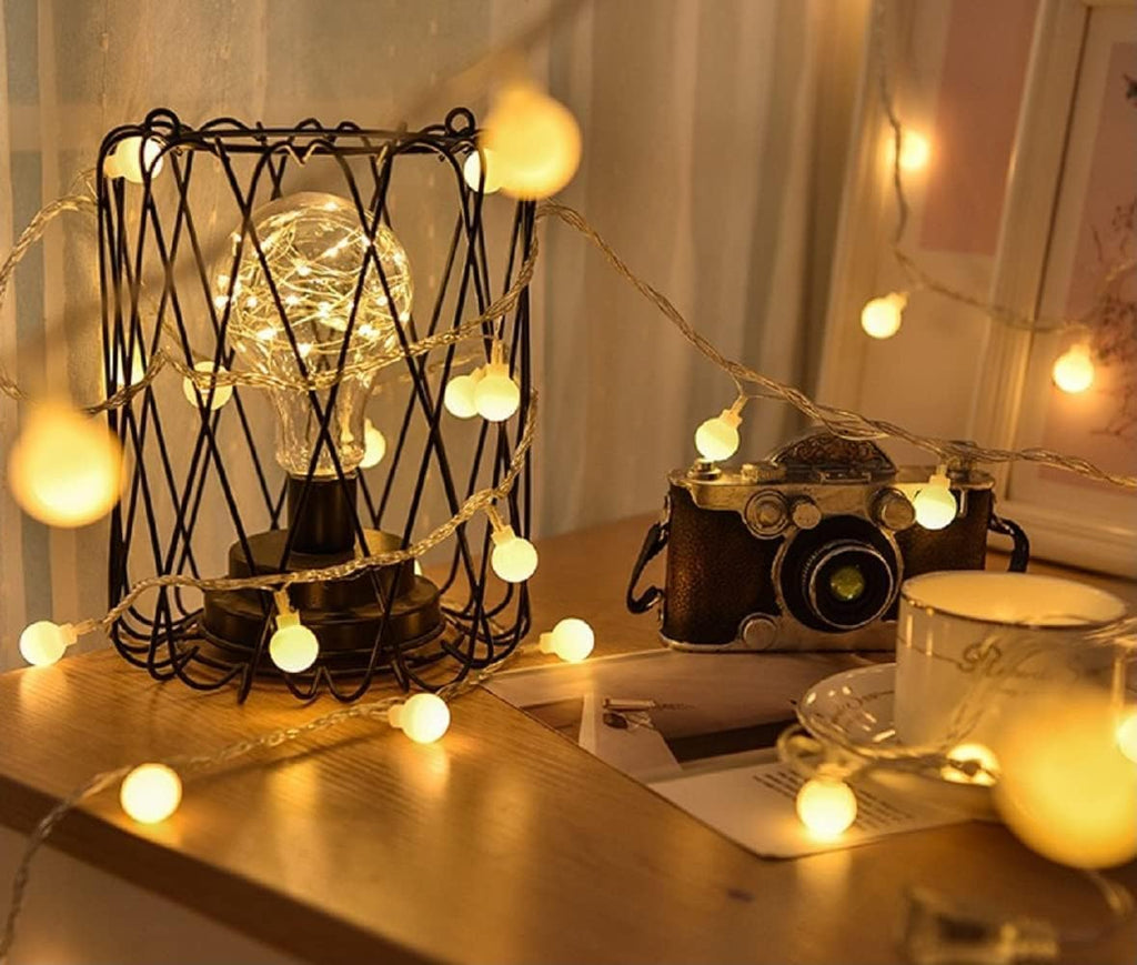 33ft 80 LED Globe String Lights – USB Powered Warm White Fairy Lights for Bedroom, Patio, Wedding, Party & Indoor Outdoor Decor