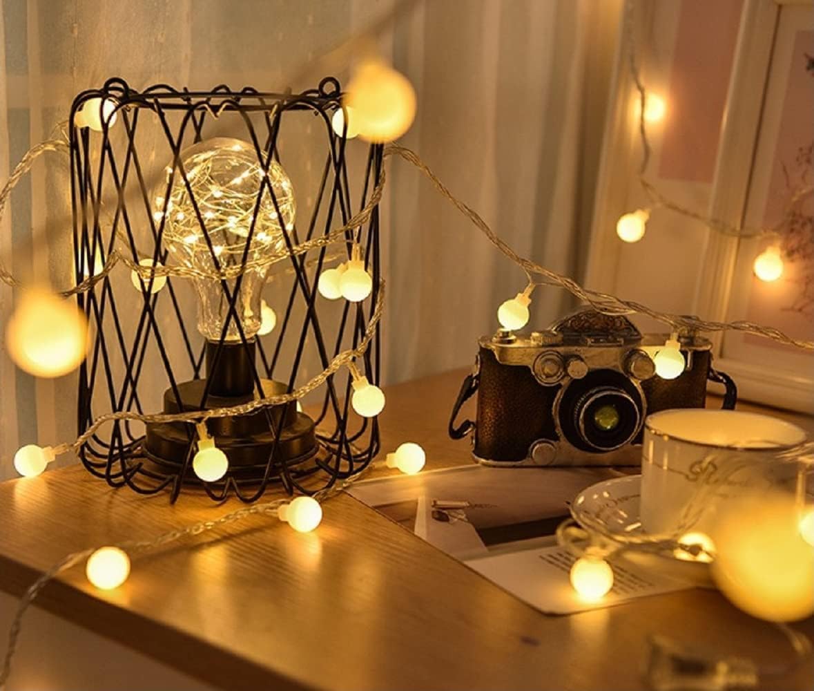 33ft 80 LED Globe String Lights – USB Powered Warm White Fairy Lights for Bedroom, Patio, Wedding, Party & Indoor Outdoor Decor