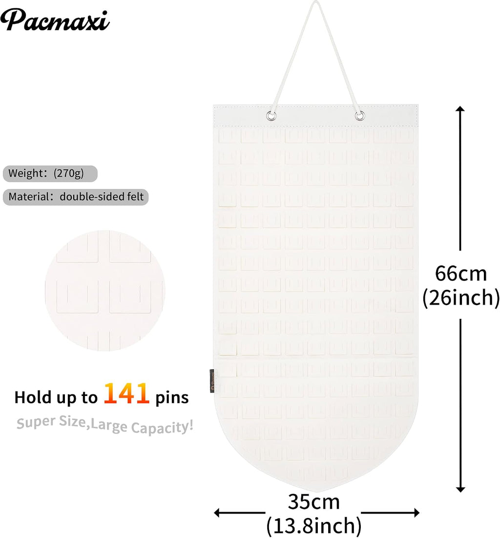 PACMAXI Brooch Pin Storage Organizer, Holds 141 Pins, Ivory White