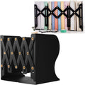Metal Bookends for Heavy Books, Sturdy Book Stopper to Hold Books Heavy Duty, Adjustable Book Ends for Office & School (Black)
