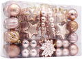 73ct Assorted shatterproof Christmas Ornaments Luxury Collection Set in Reusable Hand-held Gift Package for Christmas Tree Decoration (Champagne)