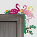 2024 Hand Painted Door Topper, Metal Right Sided Hummingbird Flower Cardinal Flamingo Starfish Leaf Funny Creative Door Frame Topper Corner Silhouette Wall Art Decor for Nature Lovers (Flamingo)