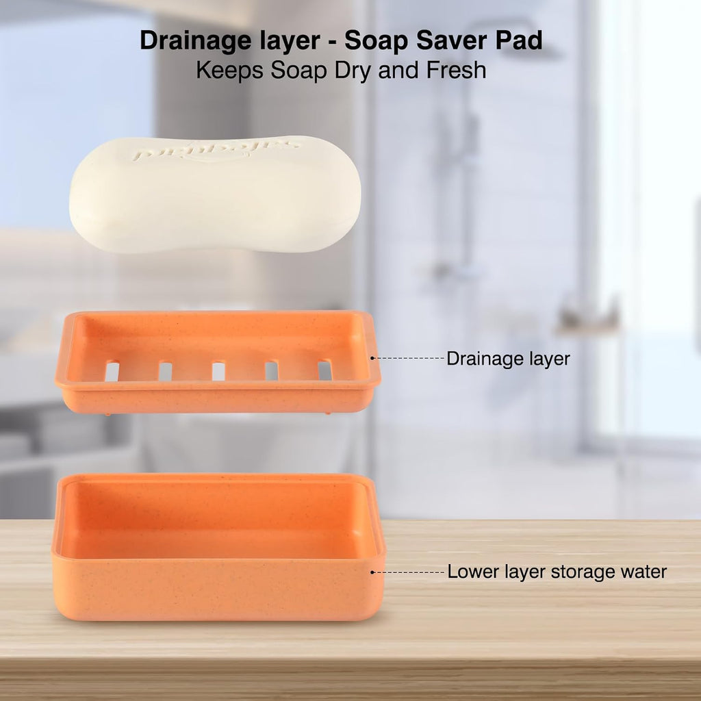 Soap Dish with Drain 2 Pack Plastic Sponge Holder for Shower
