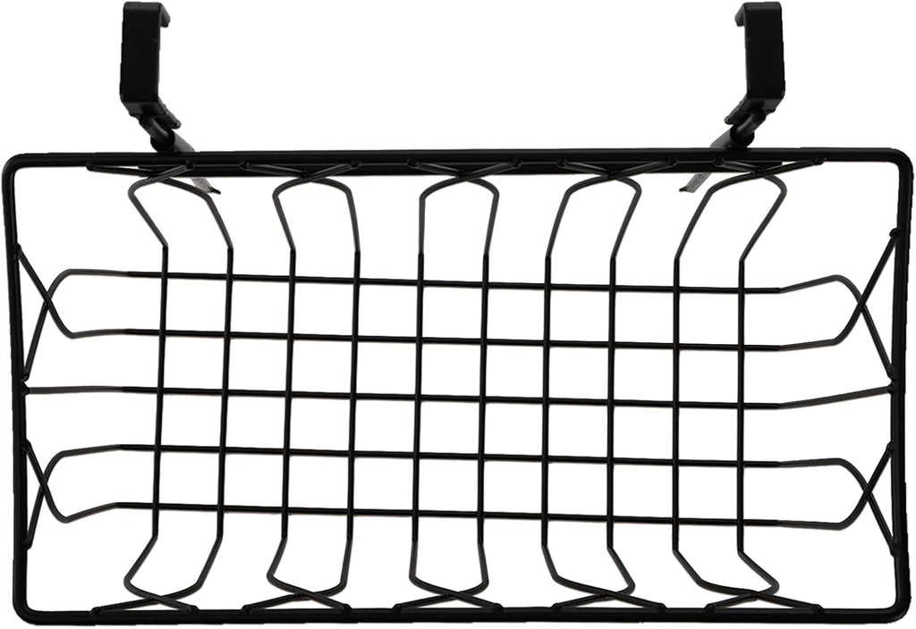 TOPZEA 2 Pack Grid Storage Baskets with Hooks, Metal Hanging Wire Basket Kitchen Over the Cabinet Door Organizer Caddy for Cutting Board, Kitchen Wrap, Foil, Cleaning Supplies, Bakeware, Towel