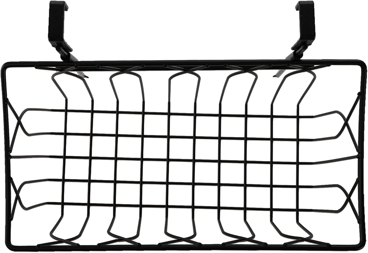 TOPZEA 2 Pack Grid Storage Baskets with Hooks, Metal Hanging Wire Basket Kitchen Over the Cabinet Door Organizer Caddy for Cutting Board, Kitchen Wrap, Foil, Cleaning Supplies, Bakeware, Towel