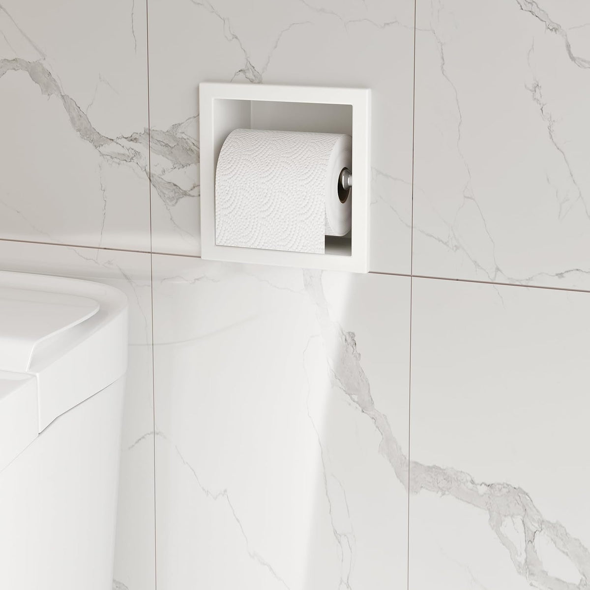 Neodrain White 304 Stainless Steel Recessed in Wall Toilet Paper Holder