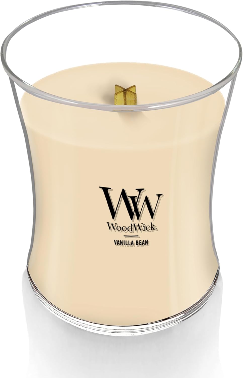 WoodWick Vanilla Bean Holiday Candle Gifts for Women and Men, 9.7 oz Medium Hourglass Candle with Crackling Wick (Pack of 4)
