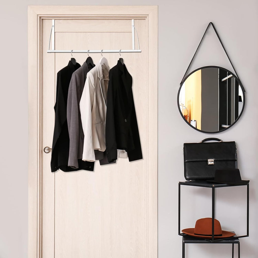 Menkxi Over the Door Hooks Adjustable for Hanging Towels Coats, White