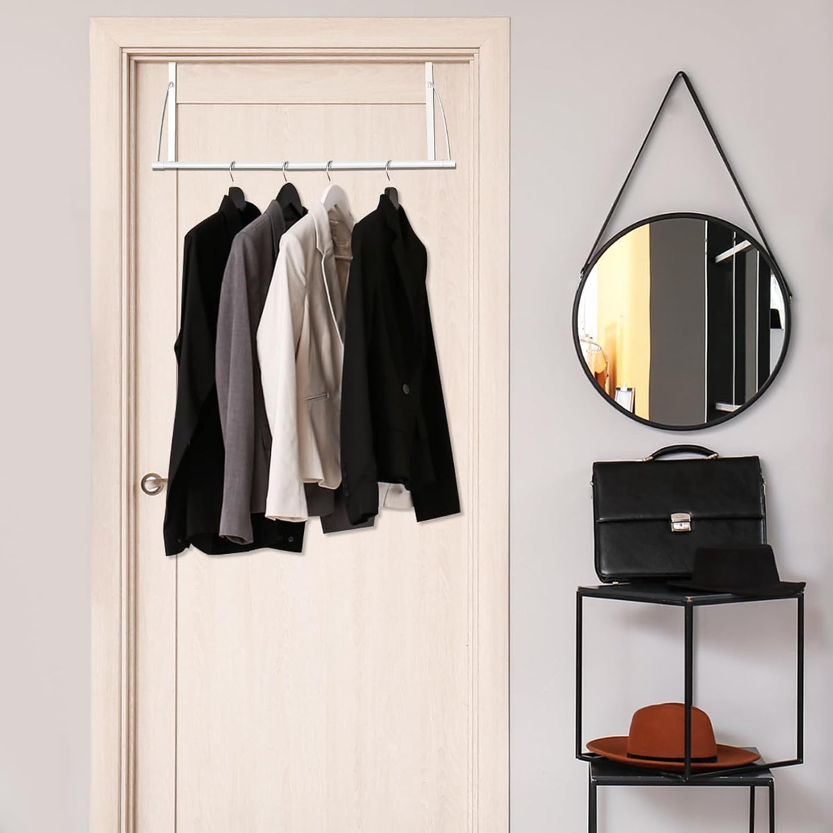 Menkxi Over the Door Hooks Adjustable for Hanging Towels Coats, White