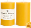 Beeswax Pillar Candles Bulk,Non-Toxic, 3X 4inch 2 Packs 60 Hours