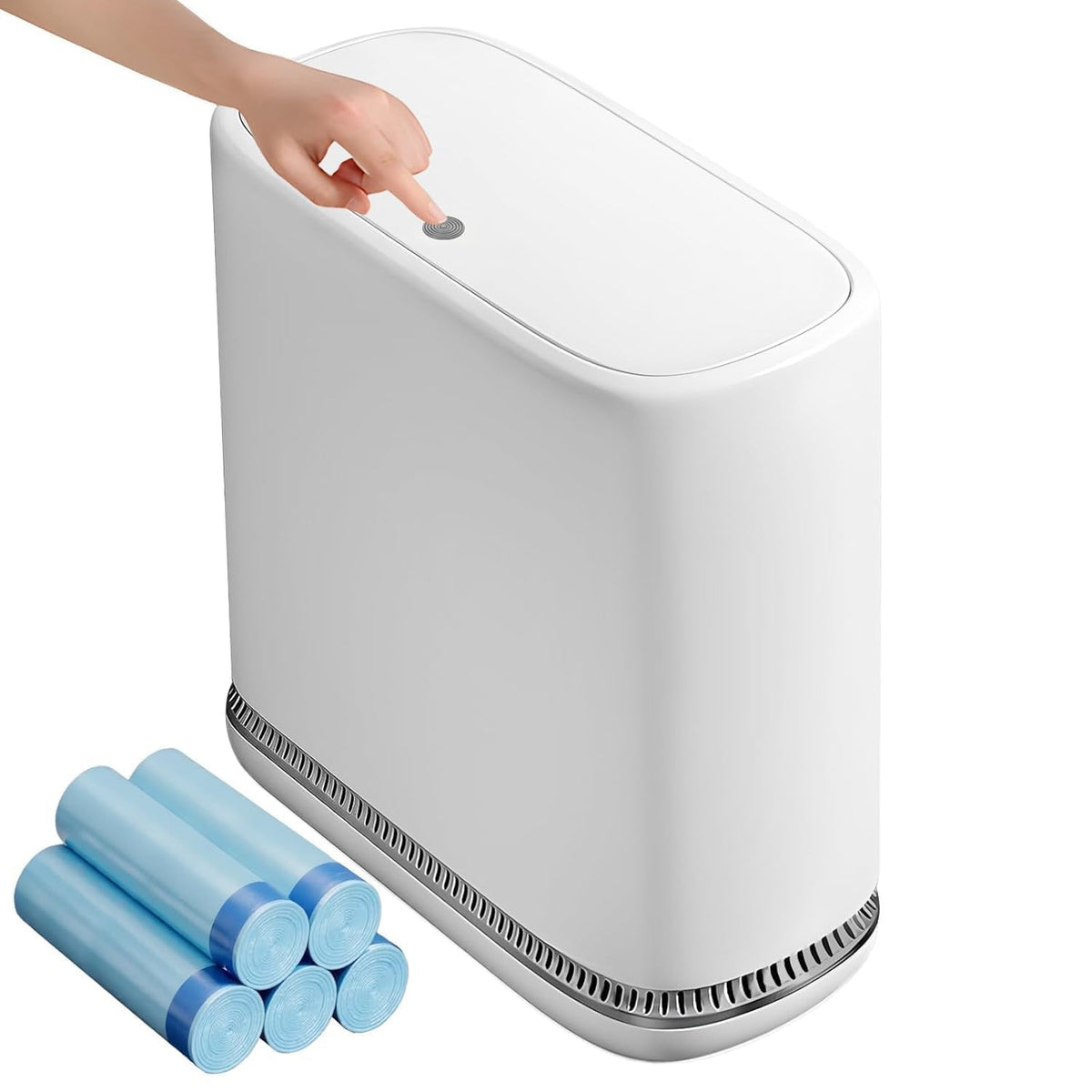 Spreezy Small Bathroom Trash Can with Lid, One-Touch Press, 2.3 Gallon