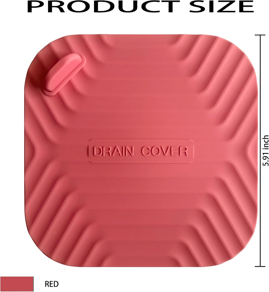2 Pcs Red Shower Drain Cover Tub Stopper(5.9 x 5.9 Inch)