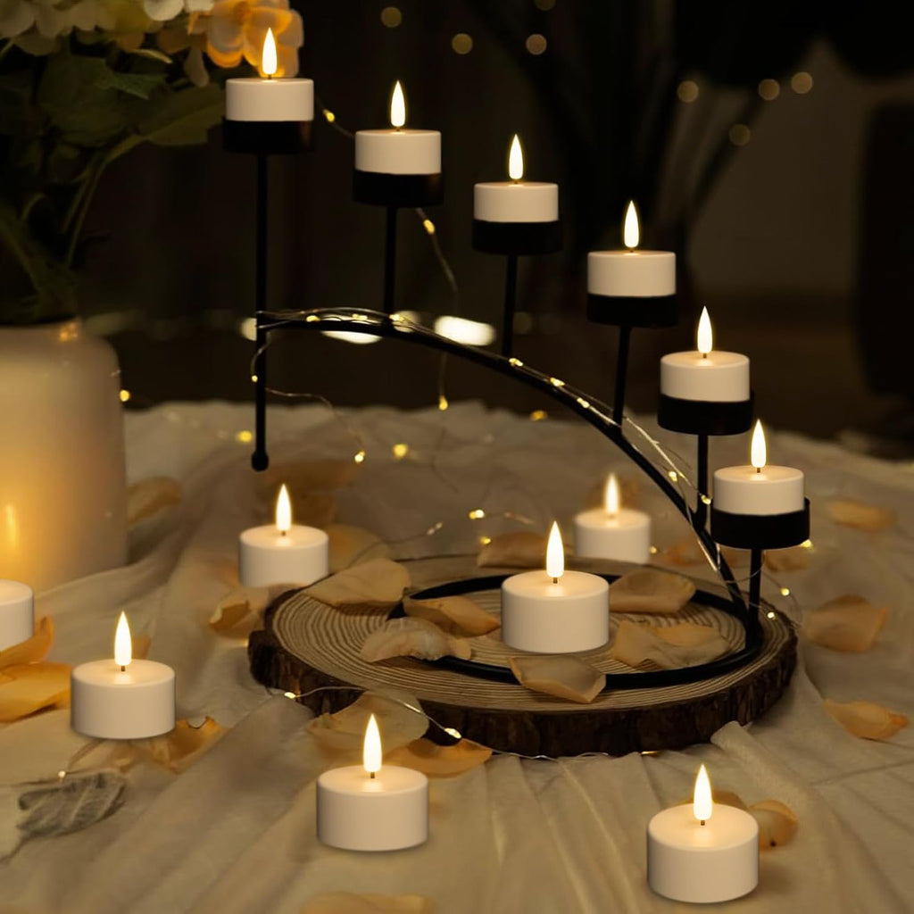 12 Pcs Rechargeable Flameless Votive Candles with Remote and Timer
